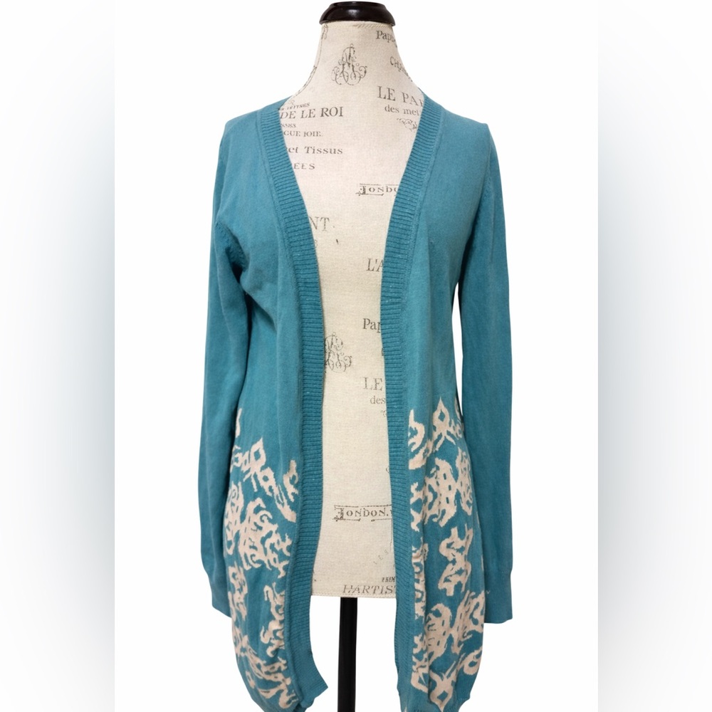 Cotton Open Front Cardigan Sweater Large L